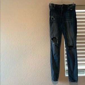 Torn dark blue skinny jeans (size 0)